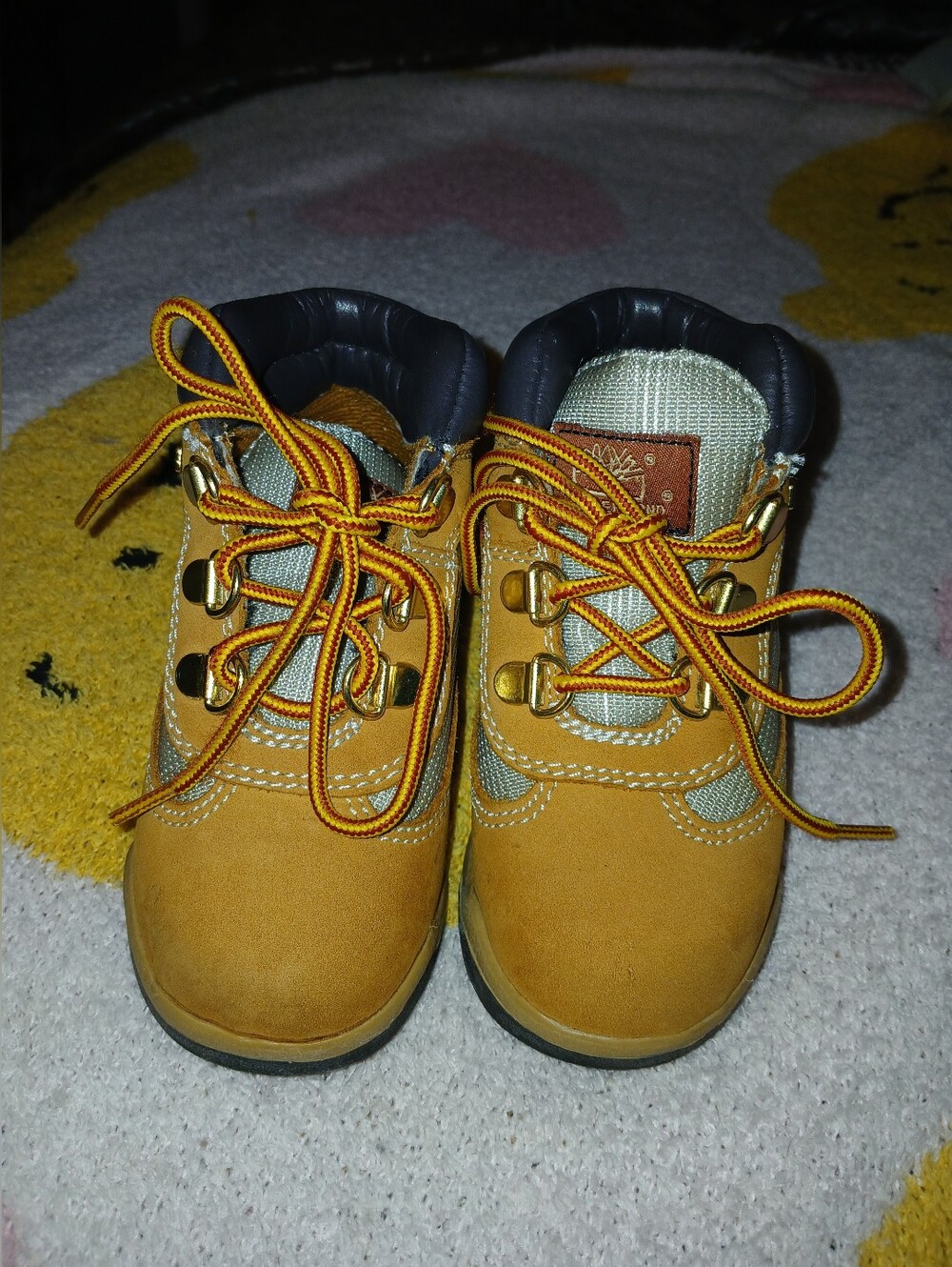 Pre-loved Kids Honey Brown Lace-Up Timberland Hiking Boots.
